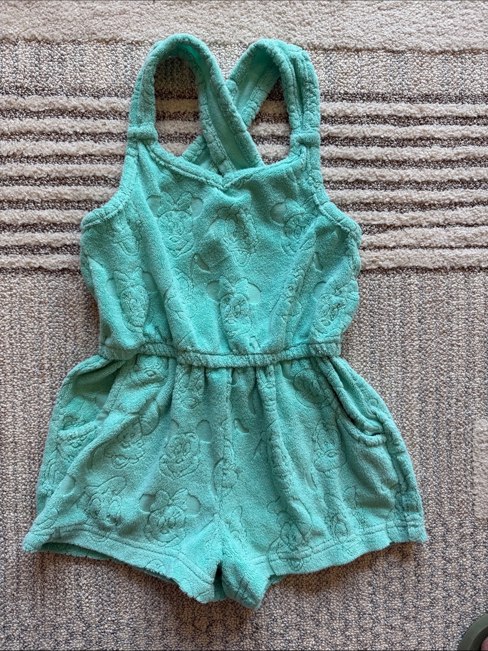 Disney Mint Green Terry Crossback Romper